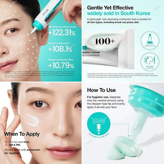 Anua PDRN Cream features – hyaluronic acid PDRN plumping formula