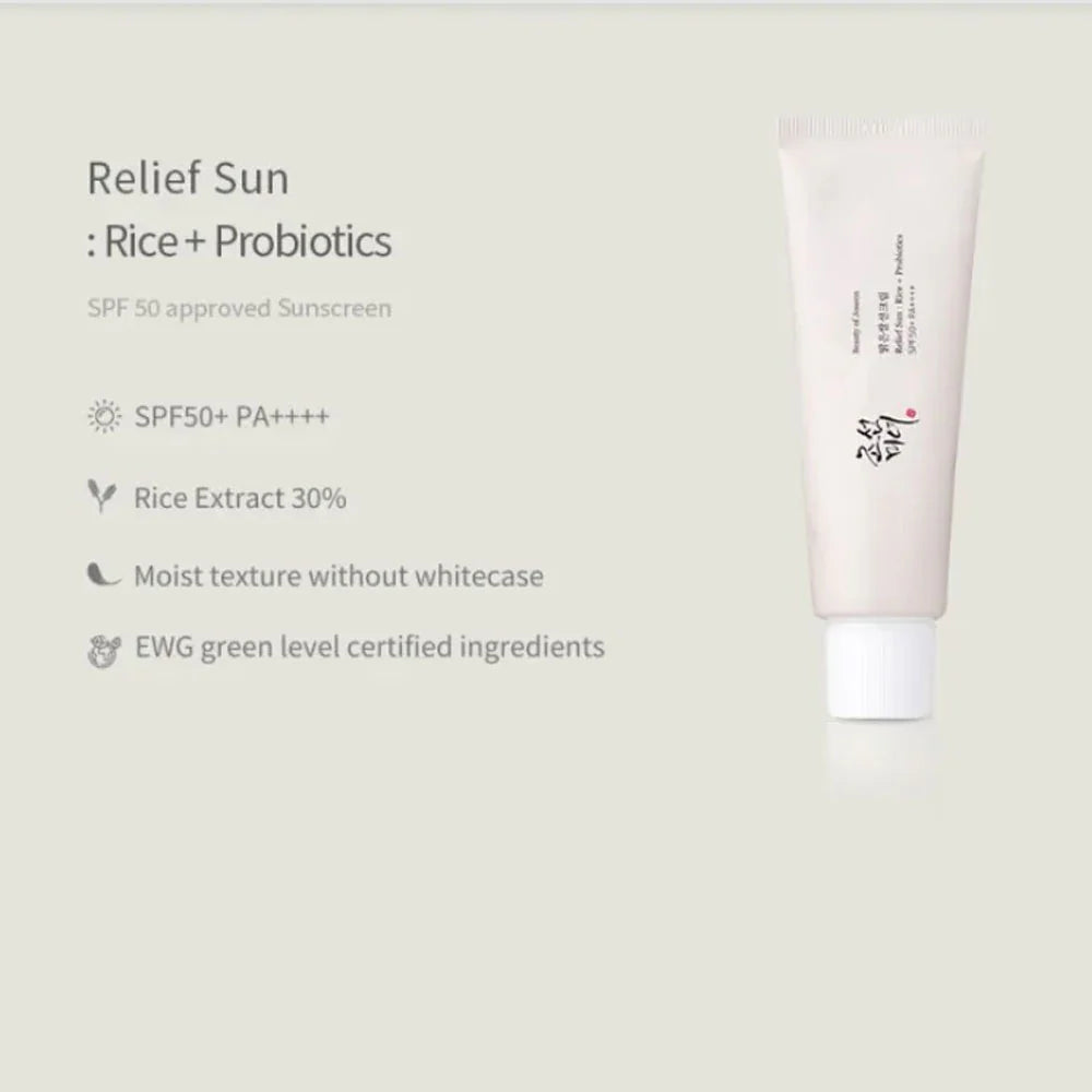 Beauty of Joseon Relief Sunscreen features – dewy glass skin finish SPF