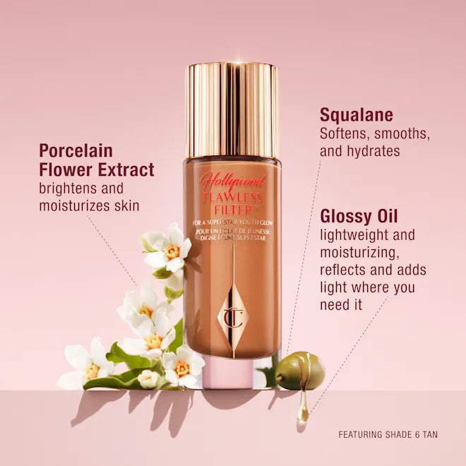Charlotte Tilbury Flawless Filter ingredients – hyaluronic acid SPF blurring serum