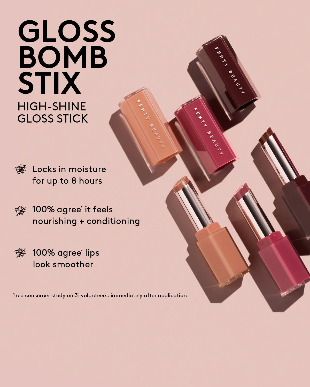 Fenty Beauty Gloss texture – shiny glossy finish on lips