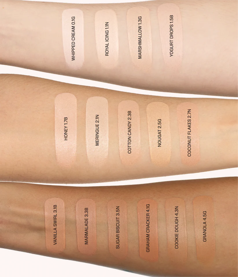 Huda Beauty Concealer shades – light medium tan deep coverage