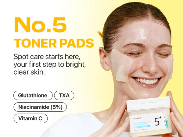 Numbuzin No.5 Toner Pads results – bright glass skin glow